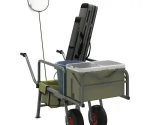 vidaXL Cărucior de pescuit cu 2 roți, verde, oțel vopsit electrostatic