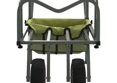 Cărucior de pescuit cu 2 roți, verde, oțel vopsit electrostatic - 4/5