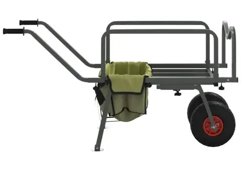 Cărucior de pescuit cu 2 roți, verde, oțel vopsit electrostatic - 5/5