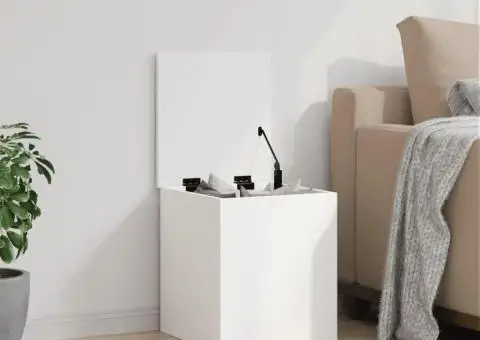 Cutie de depozitare, alb, 40x42x46 cm, lemn prelucrat - 3/5