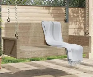 vidaXL Bancă de balansoar, bej, 119x56x48 cm, poliratan