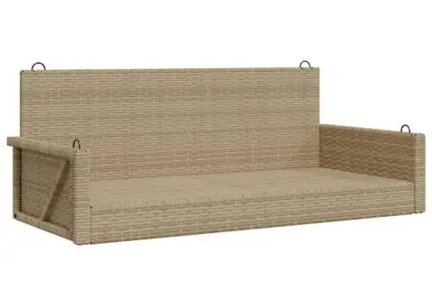 Bancă de balansoar, bej, 119x56x48 cm, poliratan - 2/5