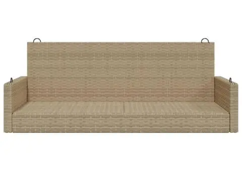 Bancă de balansoar, bej, 119x56x48 cm, poliratan - 4/5