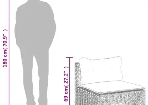 Set canapele de grădină cu perne, 7 piese, negru, poliratan - 5/5