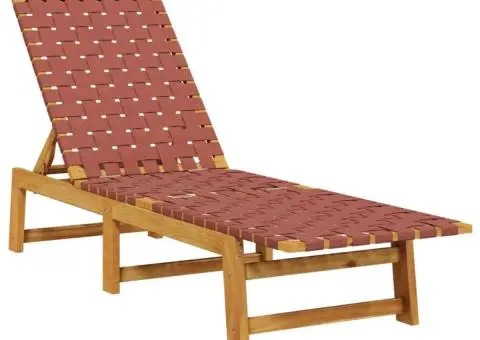 Șezlonguri, 2 buc., cu masă, roșu, lemn masiv de acacia - 3/5