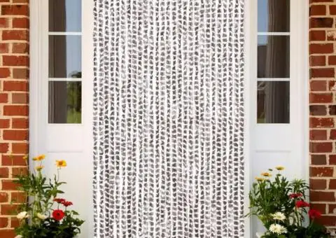 Perdea pentru insecte, gri taupe și alb, 118x220 cm, chenille - 1/5