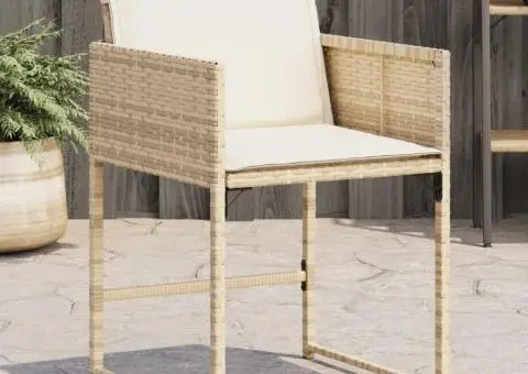 Scaune de grădină cu perne, 4 buc., bej, poliratan - 1/5