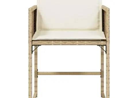 Scaune de grădină cu perne, 4 buc., bej, poliratan - 5/5