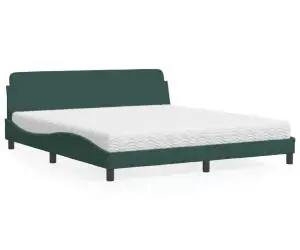 vidaXL Pat cu saltea, verde închis, 180x200 cm, catifea