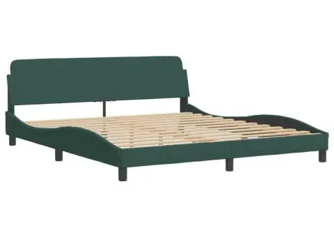 Pat cu saltea, verde închis, 180x200 cm, catifea - 4/5