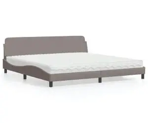 vidaXL Pat cu saltea, gri taupe, 200x200 cm, textil