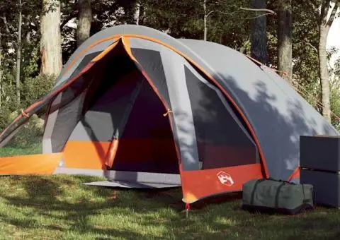 Cabină cort de camping 4 persoane gri și portocaliu impermeabil - 1/5