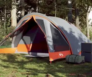 vidaXL Cabină cort de camping 4 persoane gri și portocaliu impermeabil