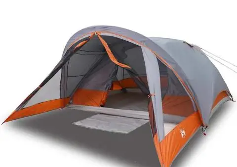 Cabină cort de camping 4 persoane gri și portocaliu impermeabil - 2/5