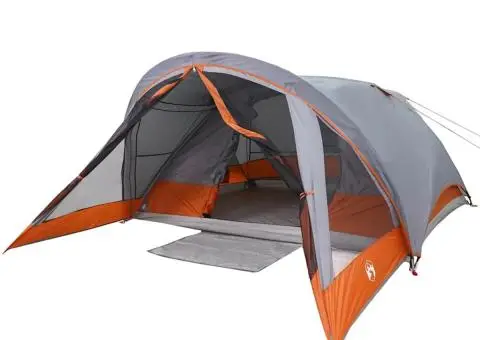 Cabină cort de camping 4 persoane gri și portocaliu impermeabil - 4/5