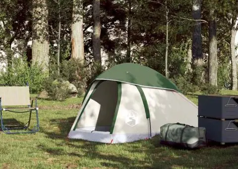 Cort de camping cupolă pentru 1 persoană, verde, impermeabil - 3/5