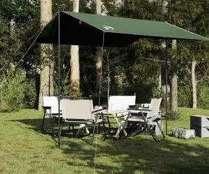 vidaXL Prelată de camping, verde, 300x294 cm, impermeabilă