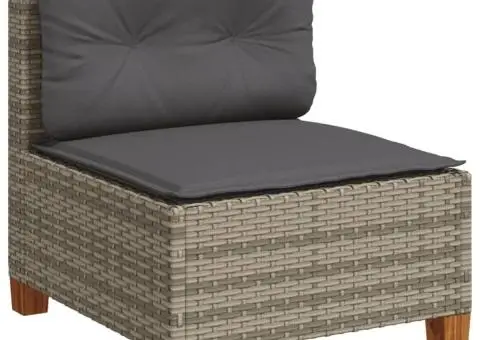 Set mobilier grădină cu perne, 6 piese, gri, poliratan - 4/5