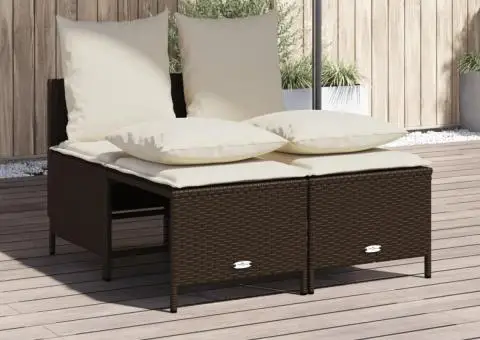 Set canapele de grădină, 4 piese, cu perne, maro poliratan maro - 1/5