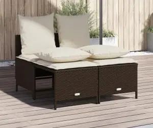 vidaXL Set canapele de grădină, 4 piese, cu perne, maro poliratan maro