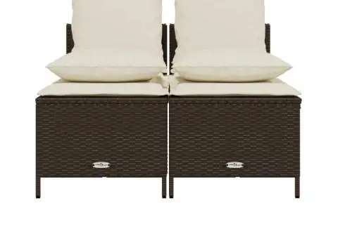 Set canapele de grădină, 4 piese, cu perne, maro poliratan maro - 3/5