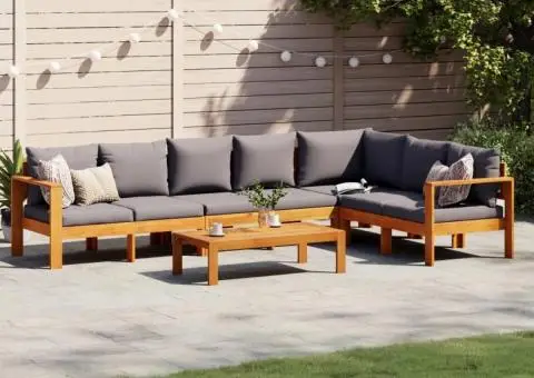 Set de canapele de grădină cu perne, 5 buc., lemn masiv acacia - 1/5