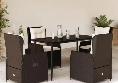 Set mobilier de grădină, 5 piese, cu perne, maro, poliratan - 1/5