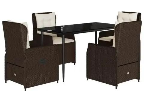Set mobilier de grădină, 5 piese, cu perne, maro, poliratan - 2/5
