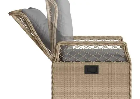 Set mobilier de grădină cu perne, 3 piese, bej, poliratan - 5/5