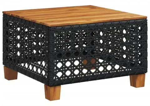 Set mobilier de grădină cu perne, 9 piese, negru, poliratan - 5/5