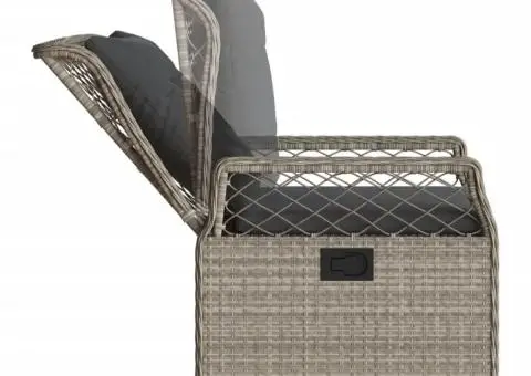 Set mobilier de grădină cu perne, 3 piese,gri deschis,poliratan - 5/5