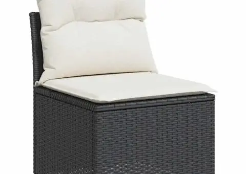 Set mobilier de grădină cu perne, 5 piese, negru, poliratan - 4/5