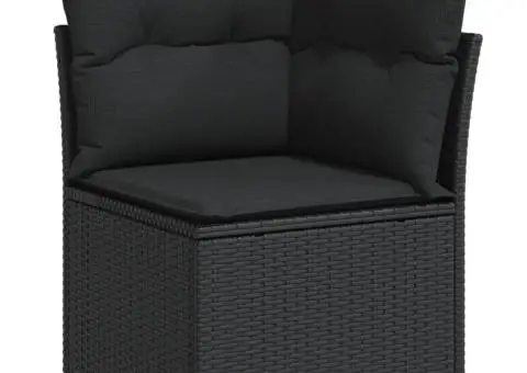 Set mobilier de grădină cu perne, 6 piese, negru, poliratan - 2/5