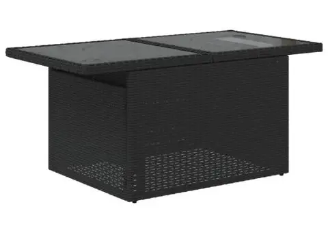 Set mobilier de grădină cu perne, 6 piese, negru, poliratan - 4/5