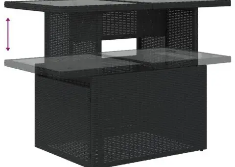 Set mobilier de grădină cu perne, 6 piese, negru, poliratan - 5/5