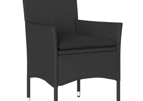 Set mobilier de grădină cu perne 7 piese negru poliratan&sticlă - 3/5