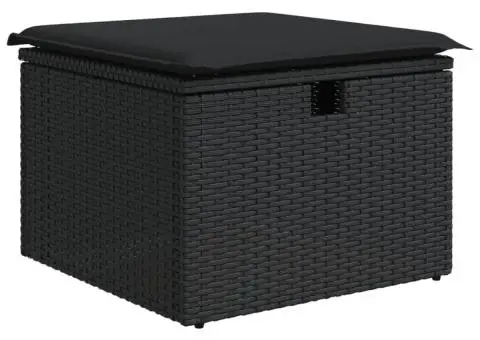 Set mobilier de grădină cu perne, 6 piese, negru, poliratan - 5/5