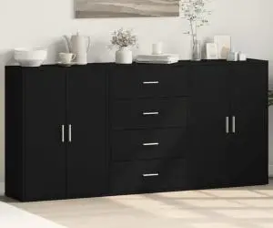 vidaXL Dulapuri, 3 buc., negru, 60x31x84 cm, lemn prelucrat