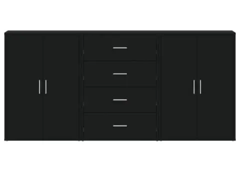 Dulapuri, 3 buc., negru, 60x31x84 cm, lemn prelucrat - 4/5