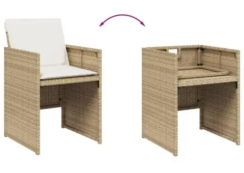 Set mobilier de grădină cu perne, 13 piese, bej, poliratan - 5/5