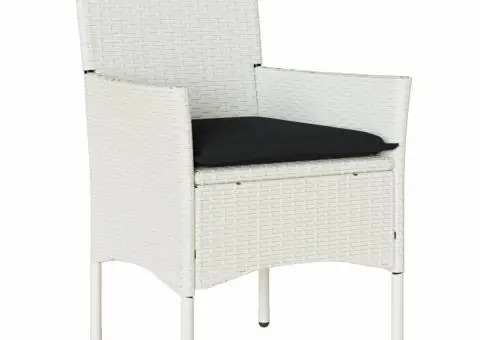 Set mobilier de grădină cu perne 3 piese alb poliratan & sticlă - 3/5