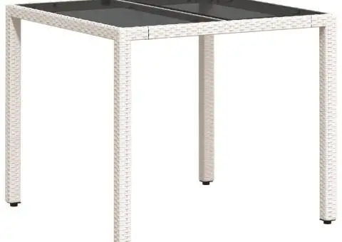 Set mobilier de grădină cu perne 3 piese alb poliratan & sticlă - 4/5