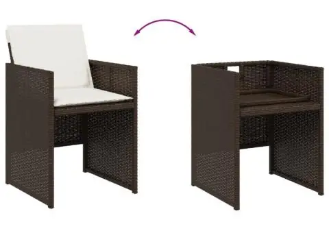Set mobilier de grădină cu perne, 15 piese, maro, poliratan - 5/5