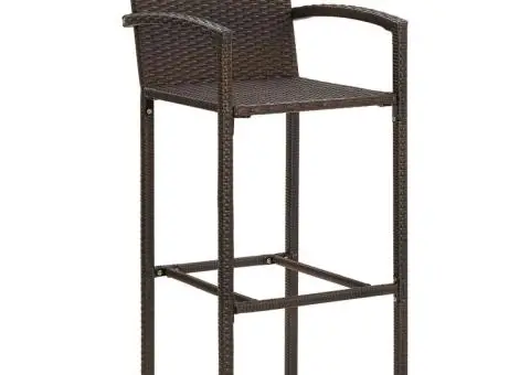 Set bar de grădină, 5 piese, maro, lemn masiv acacia/ poliratan - 4/5