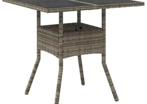 Set mobilier de grădină cu perne 5 piese gri poliratan & sticlă - 4/5