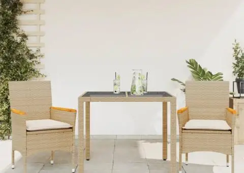 Set mobilier de grădină cu perne 3 piese bej poliratan & sticlă - 1/5