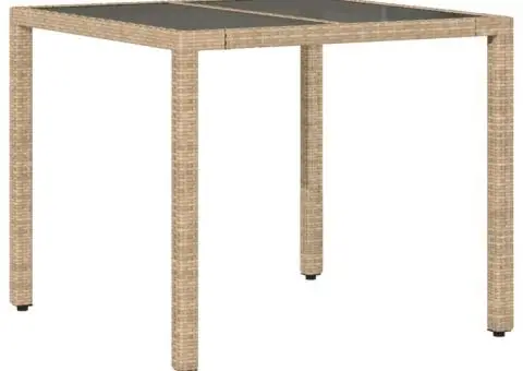 Set mobilier de grădină cu perne 3 piese bej poliratan & sticlă - 4/5