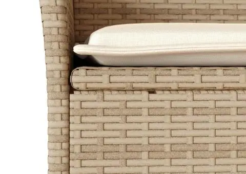 Set mobilier de grădină cu perne 9 piese bej poliratan & sticlă - 5/5