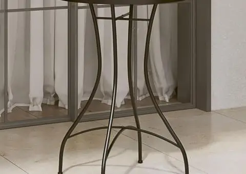 Masă de bistro, negru și alb, Ø50x70 cm, ceramică, mozaic - 1/5