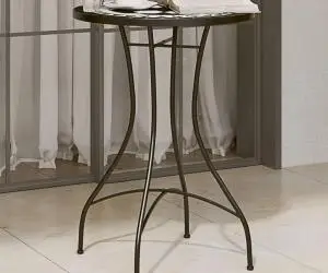vidaXL Masă de bistro, negru și alb, Ø50x70 cm, ceramică, mozaic